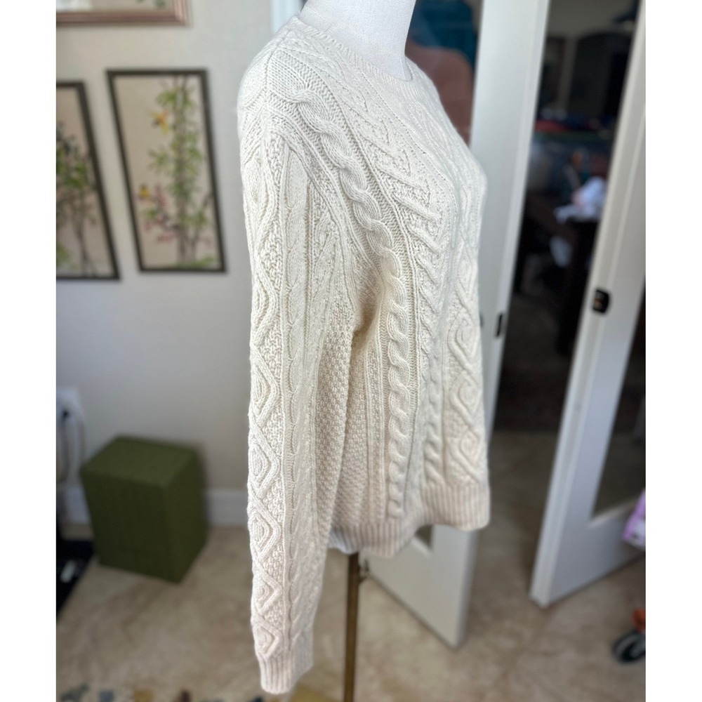 Polo Ralph Lauren Size Large Classic Cream Cable Knit Alpaca Wool Crew Neck Mens - Picture 6 of 13